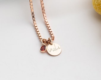 Custom Gold Disc Necklace with Name Engraved Silver Personalized Name Necklace With Birthstone Necklace For Mom Pendant Necklace December