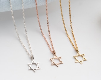 Star of David Necklace Women Gold Magen David Necklace Silver Suleiman Star Talisman Necklace Celestial Charm Necklace Religious Necklace