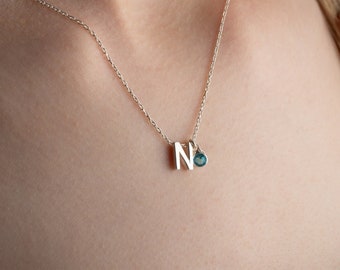 Custom Initial Necklace Gold For Women Minimalist Silver Letter Pendant Necklace Dainty Mom Birthstone Necklace Personalized Christmas Gifts