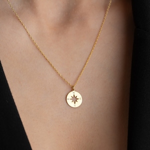 Gold Compass Necklace Women Tiny Compass Pendant Necklace Silver Coordinate Necklace for Adventurer Nautical Necklace Gifts For Traveler image 1