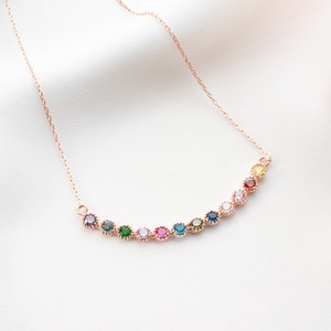 Collier de famille en or personnalisé avec pierres de naissance, collier délicat en argent 925 pour anniversaire, cadeaux pour maman, bijoux de pierre de naissance en mai, cadeaux d&#39;anniversaire