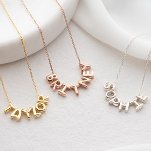 Collar con nombre de burbuja 3D Collar con letras de globo personalizado Collar con nombre único Collar con inicial personalizado Collar con nombre de burbuja de plata