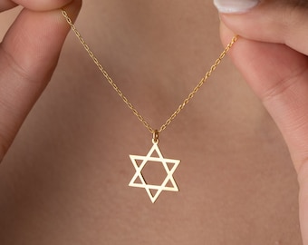 Collier de charme d'étoile délicate, collier pendentif rempli d'or minimaliste, collier de talisman d'étoile de Suleiman en argent