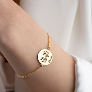 Personalisiertes Baby Fußabdruck Armband Neugeborene Namenskette Baby Handabdruck Armband Baby Andenken Stillgeboren Geschenk für neue Mama Kette Armband