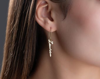 Brincos personalizados com nome Brincos com nome personalizado Brincos com nome pendente, Brincos com nome prateado Brincos com nome pendurado Brincos com nome dourado
