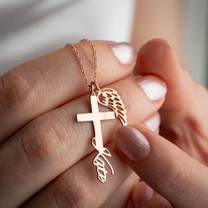 Gold Cross Necklace for Women Silver Cross Name Necklace Dainty Rose Gold Crucifix Necklace with Cross Pendant Necklace Christmas Gifts