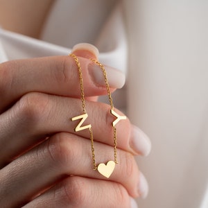 Collar con inicial de nombre y dije de corazón, collar con inicial de corazón, collar con símbolo de letra personalizado, collar con nombre personalizado, regalo de San Valentín