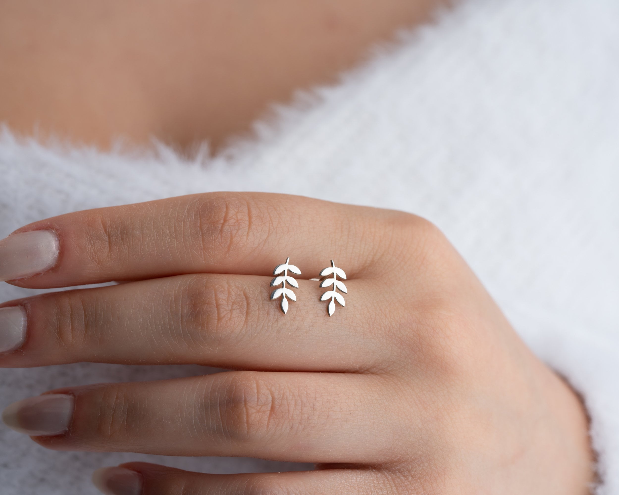 S925 Orecchini A Foglia D'ulivo In Argento 925 Con Perla E Zircone – Regalo Donna
