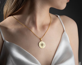 Gold Compass Necklace Men Compass Pendants Necklace Silver Coordinate Necklace for Adventurer Nautical Necklace Women Gifts For Traveler