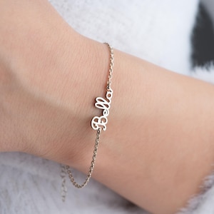 Personalized Gold Name Bracelet Women Silver Two Names Bracelet with Handwritten Name Bracelet Dainty Child Name Bracelet Mother&#39;s Day gift