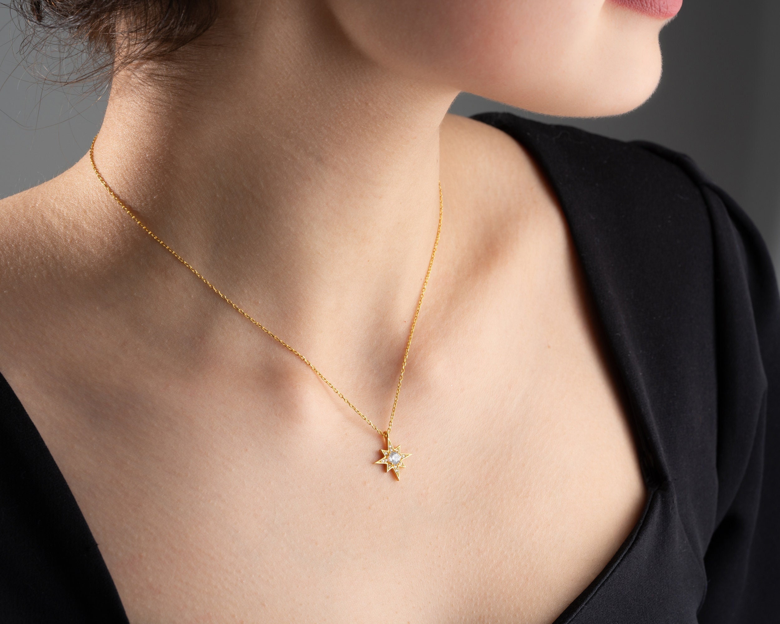 ●●NUMBERING●●Mini Star Charm Necklace#7755 Star Mini Charm Necklace | Tiny Tags | Tiny Tags