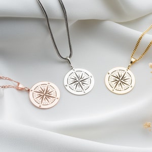 Gold Kompass Halskette Männer Kompass Anhänger Halskette Silber Koordinaten Halskette für Abenteurer Nautische Halskette Frauen Geschenke für Reisende