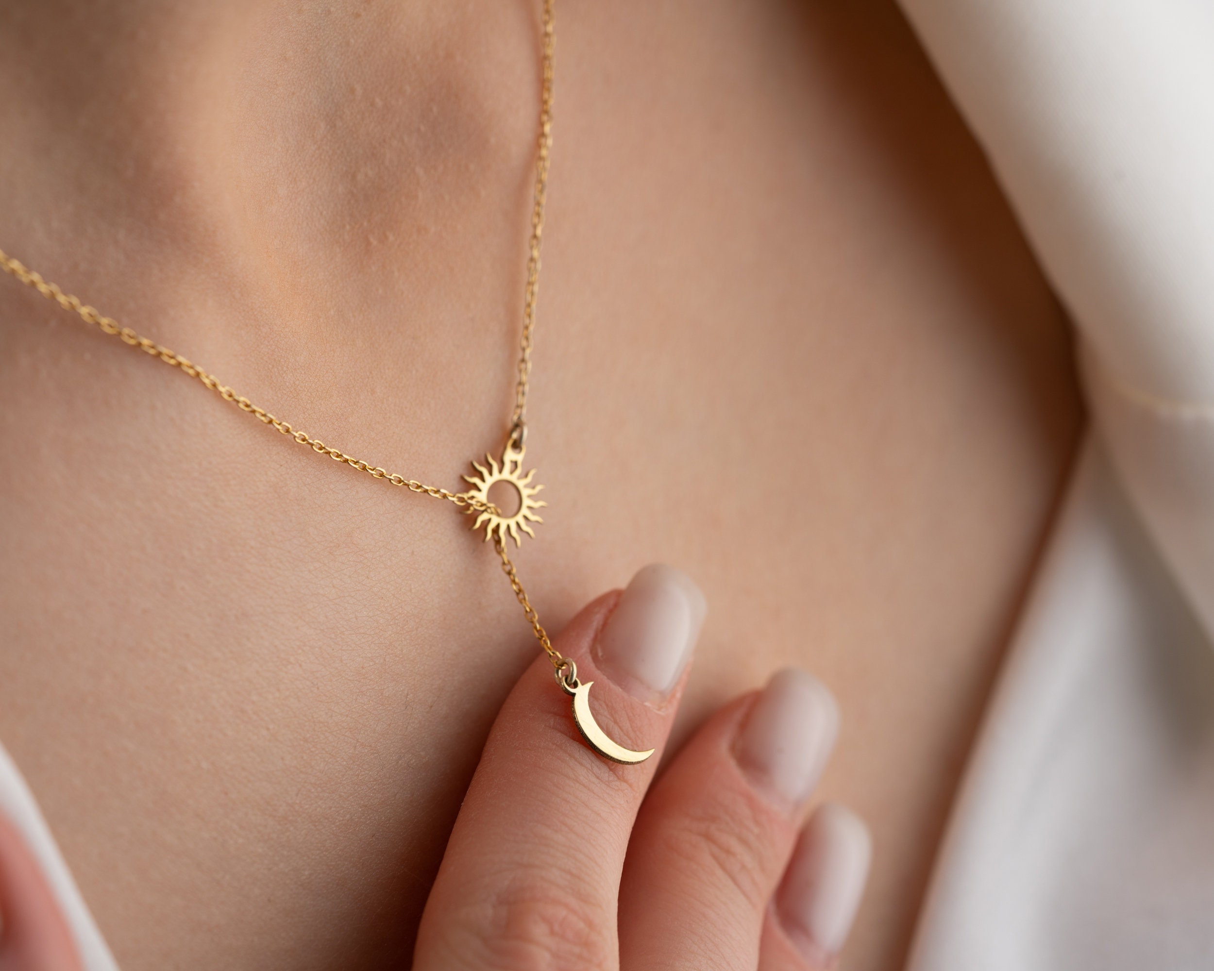 Etsy sun moon necklace online