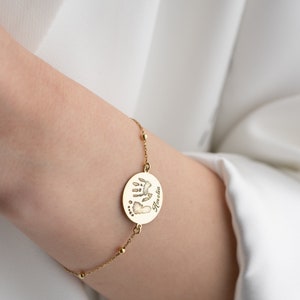 Pulseira personalizada com pegada de bebê, colar com nome para recém-nascido, pulseira com impressão da mão do bebê, lembrança para bebê natimorto, presente para nova mãe, pulseira de corrente