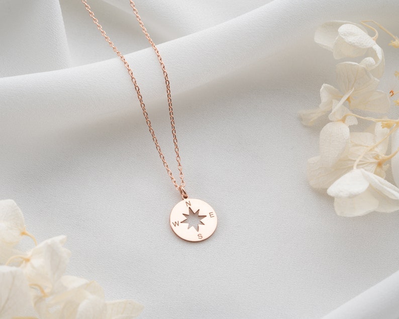 Gold Compass Necklace Women Tiny Compass Pendant Necklace Silver Coordinate Necklace for Adventurer Nautical Necklace Gifts For Traveler image 7