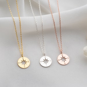 Gold Compass Necklace Women Tiny Compass Pendant Necklace Silver Coordinate Necklace for Adventurer Nautical Necklace Gifts For Traveler image 2