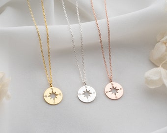 Gold Compass Necklace Women Tiny Compass Pendant Necklace Silver Coordinate Necklace for Adventurer Nautical Necklace Gifts For Traveler