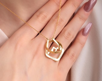 Benutzerdefinierte Geometrische Ring Halskette Personalisierte Berg Ring-Halter-Halskette Ring-Wächter-Halskette Silber Dainty Mountain Halskette