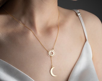 Gold Sun and Moon Couple Necklace Sun Moon Necklace Silver Moon and Sun Necklace Set Sun and Moon Friendship Necklace Sun Pendant Necklace