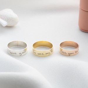 Personalized Handwriting Ring Engraved Memorial Ring for Women, Actual Handwriting Ring Anniversary Ring Custom Wedding Ring Memorial Gift