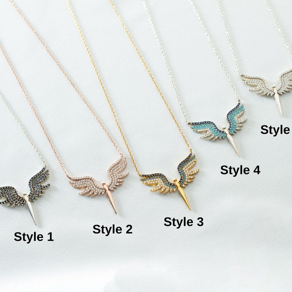 Dainty Gold Archangel Michael Wings Necklace for Women Guardian Angel Pendant Necklace Angel Wings Necklace Sterling Silver Christmas Gifts