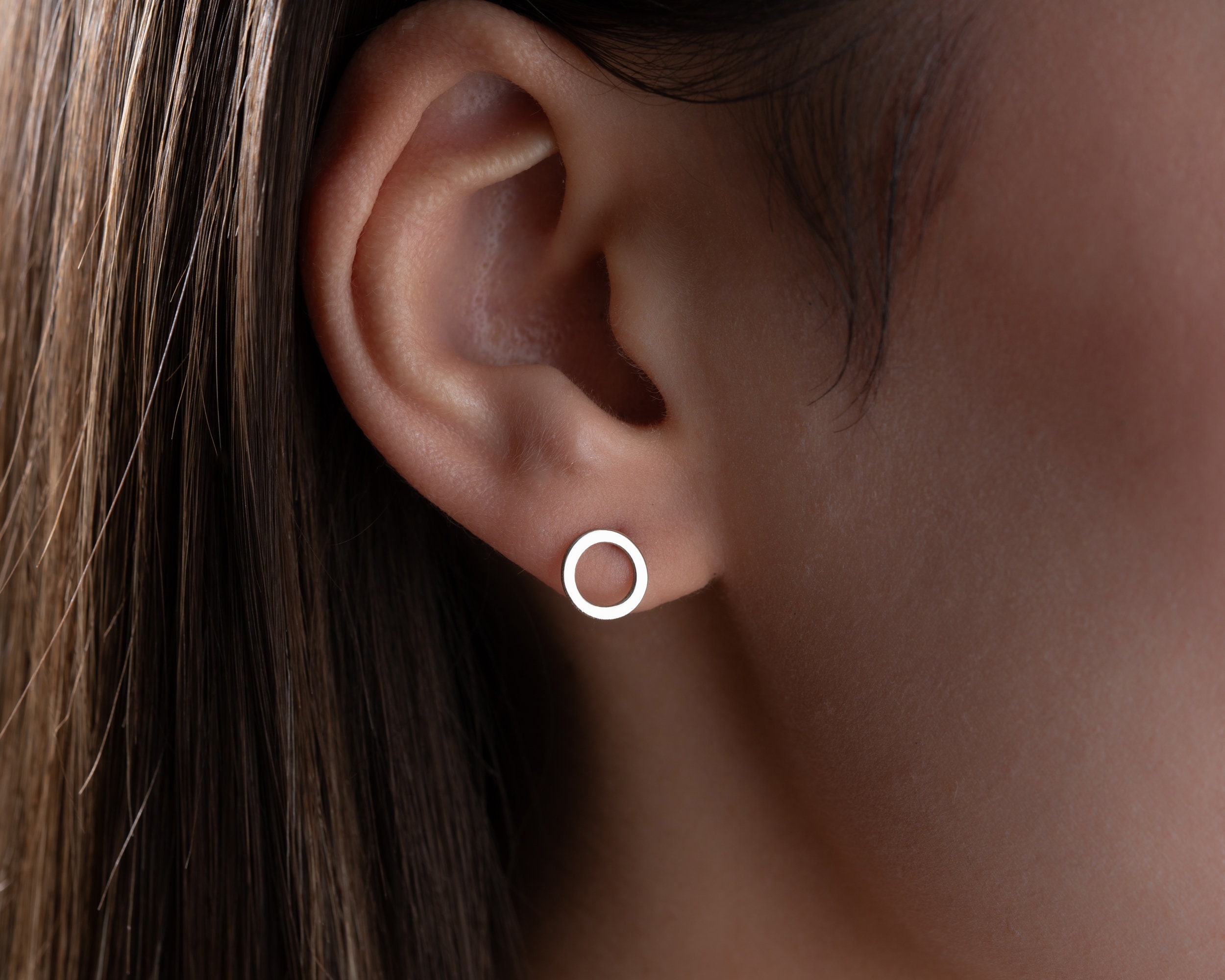 9ct Rose Gold Diamond Circle Stud Earrings - 10pts Per Pair - D7853 - Foto 7