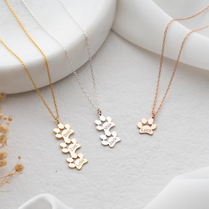 Colar de pata de ouro delicado colar feminino com nome e pingente de pata colar de letras nome personalizado gravado na pata joias Thalisman