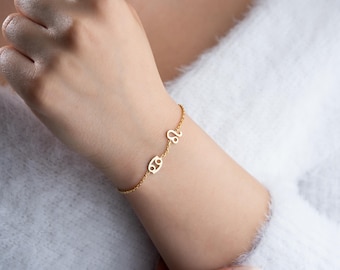 Gold Zodiac Bracelet Custom Dainty Sterling Silver Zodiac Shape Bracelet Constellation Bracelet Personalized Horoscop Bracelet For Couple
