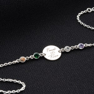 Pulseira de disco de ouro personalizada com pedra de nascimento Pulseira de prata com pedra de nascimento da mãe Pulseira com nome Pulseira delicada de citrino com iniciais gravadas