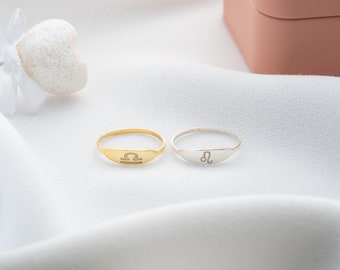 Silver Zodiac Ring Tiny Astrology Ring, Zodiac Jewelry, Constellation Ring Custom Ring Gold Handmade Zodiac Ring, Zodiac Sign Star Ring Gold