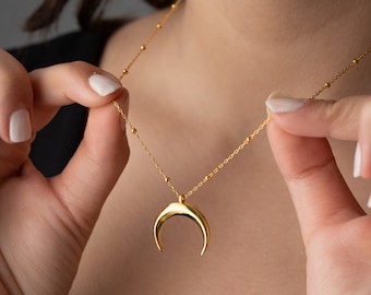 Crescent Moon Necklace, Moon Phase Necklace, Celestial Necklace, Sterling Silver Moon Pendant, Ball Chain Necklace, Dainty Mom Necklace