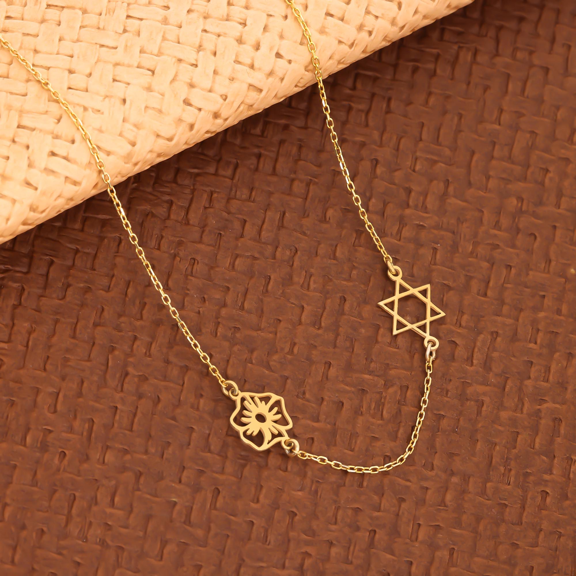 Ciondolo Stella di David / Collana con Stella Ebraica Esagonale a Sei Punte / Simbolo dell'Ebraismo / Gioiello Spirituale Unisex in Pietra Naturale Intagliata a Mano - Italia