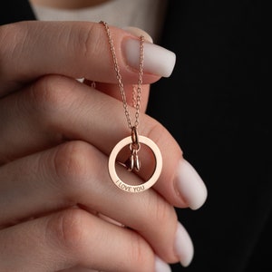 Collana personalizzata con pietre portafortuna in oro, collana con nome da donna, con collana circolare con pietre portafortuna, messaggio inciso su gioielli circolari in argento inciso immagine 5