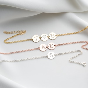 Sterling Silber Anfang Armband Mehrere Disc Armband Anfang Charme Armband Gold Buchstabe Armband für ihr personalisierte Anfang Armband