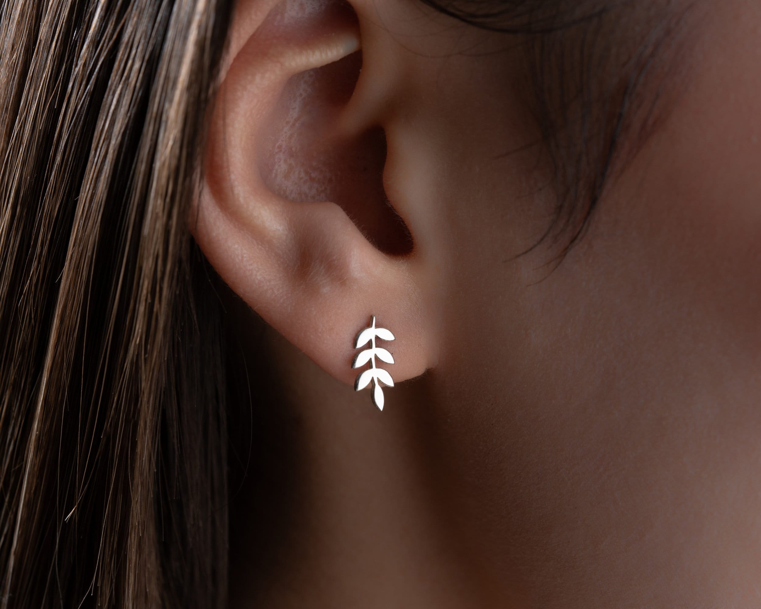 Orecchini A Bottone Con Foglia D'Argento – 1 Paio, Design Naturale, Leggeri, In Rame Di Alta Qualità, Ipoallergenici, Regalo Elegante Per Donne - 6