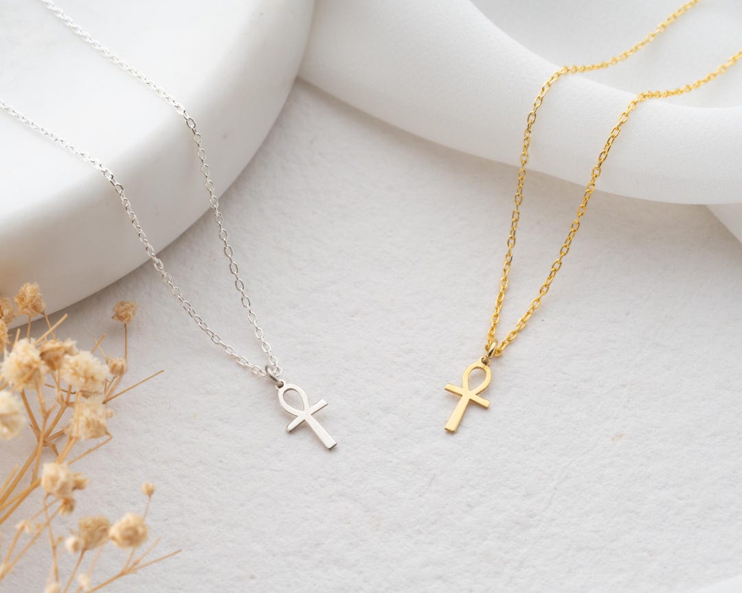 Tiny Gold Egyptian Cross Necklace Silver Ankh Pendant Ancient