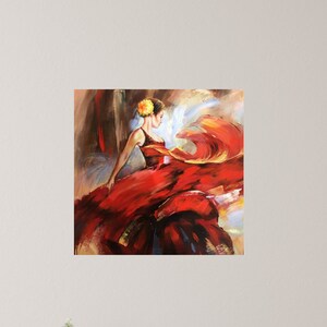 Flamenco Dancer 2. Digital Wall Art | Printable Art. Home Decoration. Printable Download. Wall Decor. Women Portrait.  Oil Painting Art.