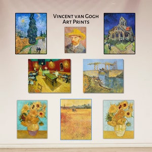 8 Different Vincent Van Gogh Prints. Digital Artwork | Downloadable Print | Wall Art Prints| Famous Artist | Home Decor | Oil Painting Art.