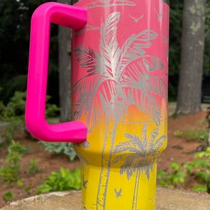 Palm Trees, Beach Scene, Full Wrap Seamless Design Digital File for 40oz Tumbler, PC 22oz Skinny SVG & PDF