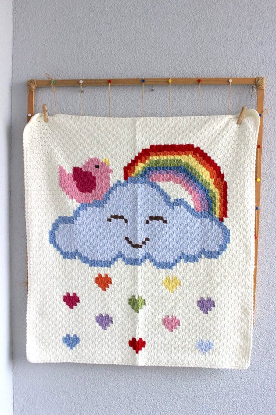 C2C Rainbow Baby Blanket Pattern, Crochet Blanket Pattern, C2c