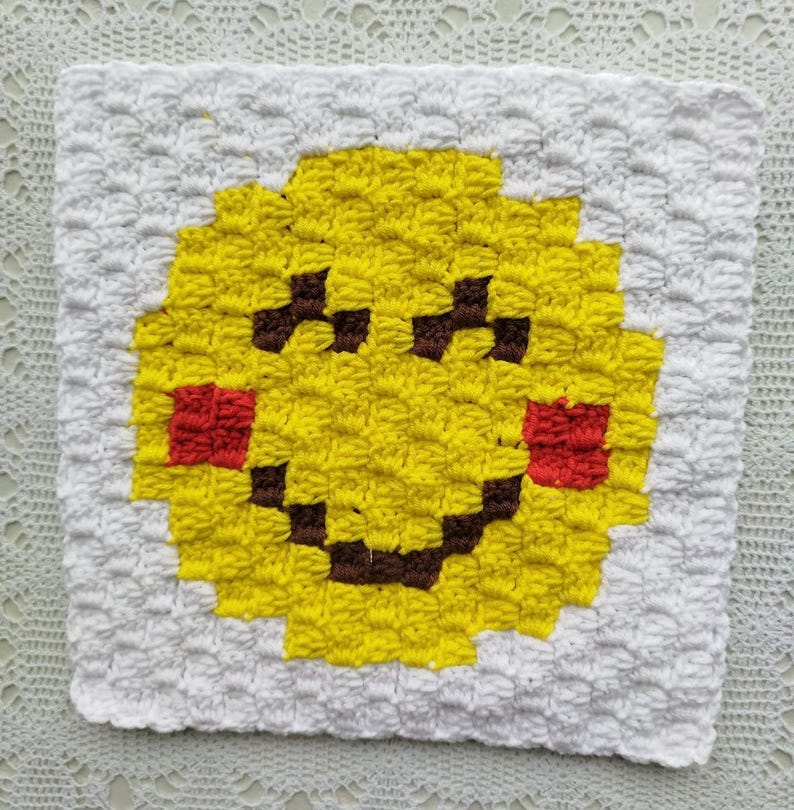 Crochet Emoji Granny Squares, Handmade C2C Motif Set of 8 - Etsy
