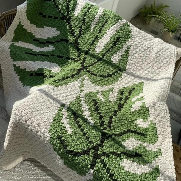 C2C Leaf Blanket PATTERN, Crochet Blanket Pattern, c2c Crochet Pattern, Knitting Blanket Pattern, Leaf Crochet Blanket Pattern