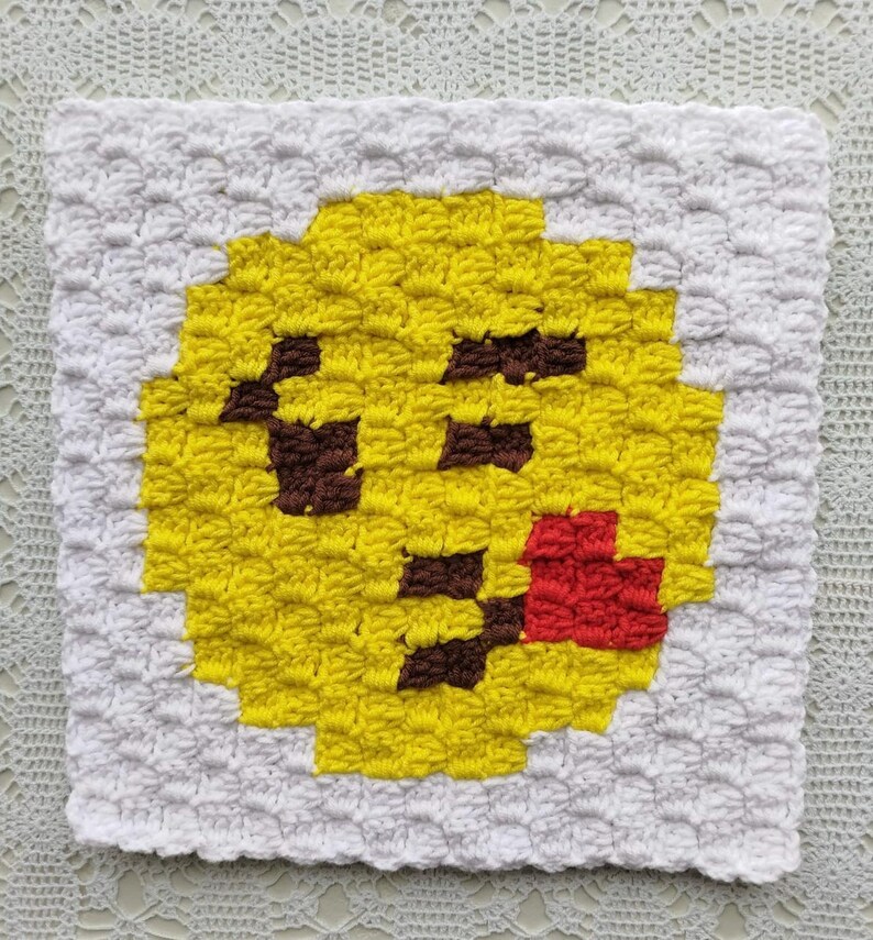 Crochet Emoji Granny Squares, Handmade C2C Motif Set of 8 - Etsy