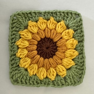 Crochet Sunflower Granny Squares, Cotton Acrylic Blend, DIY Supplies, Mother's Day Gift