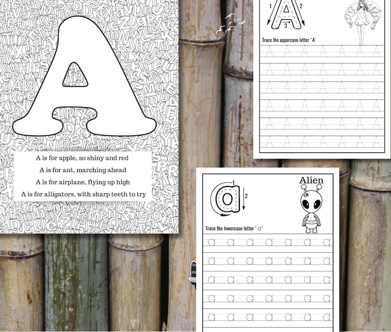 Alphabet Worksheets Printable Kids Coloring homeschool - Etsy