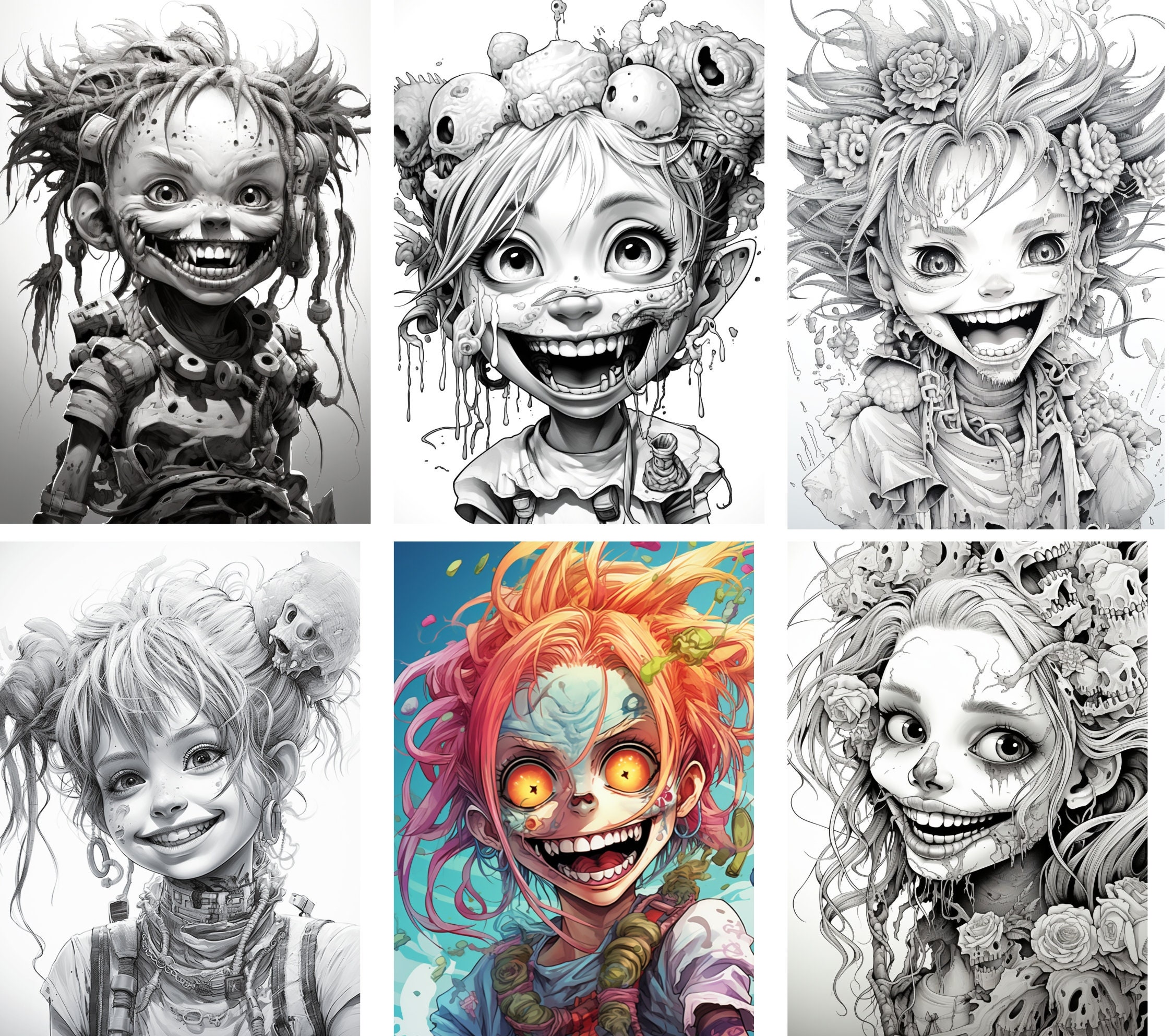 New Zombie Adult Coloring Pages Digital Download 62 - Etsy
