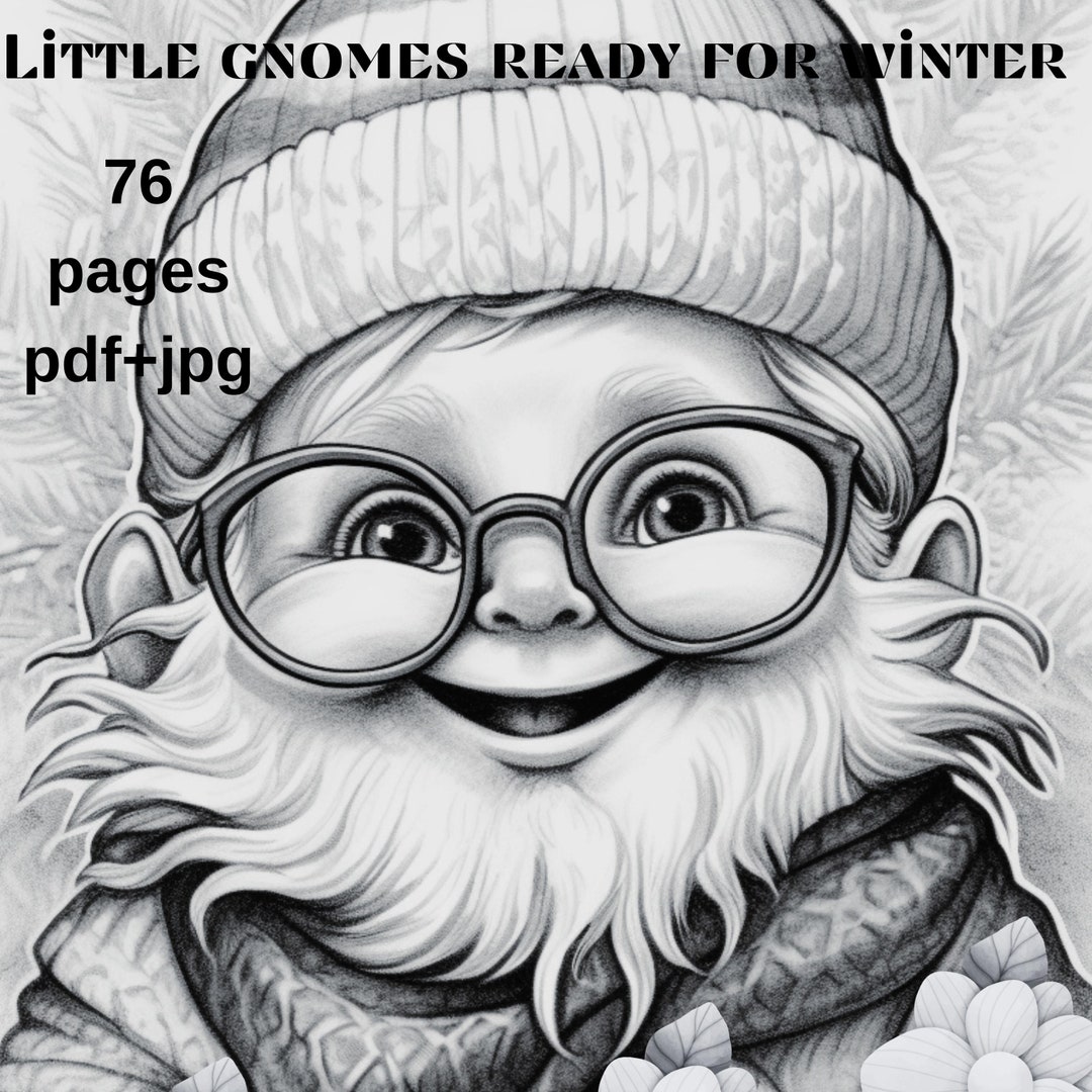 Little GNOMES Adult COLORING Pages Ready for WINTER Printable Coloring ...