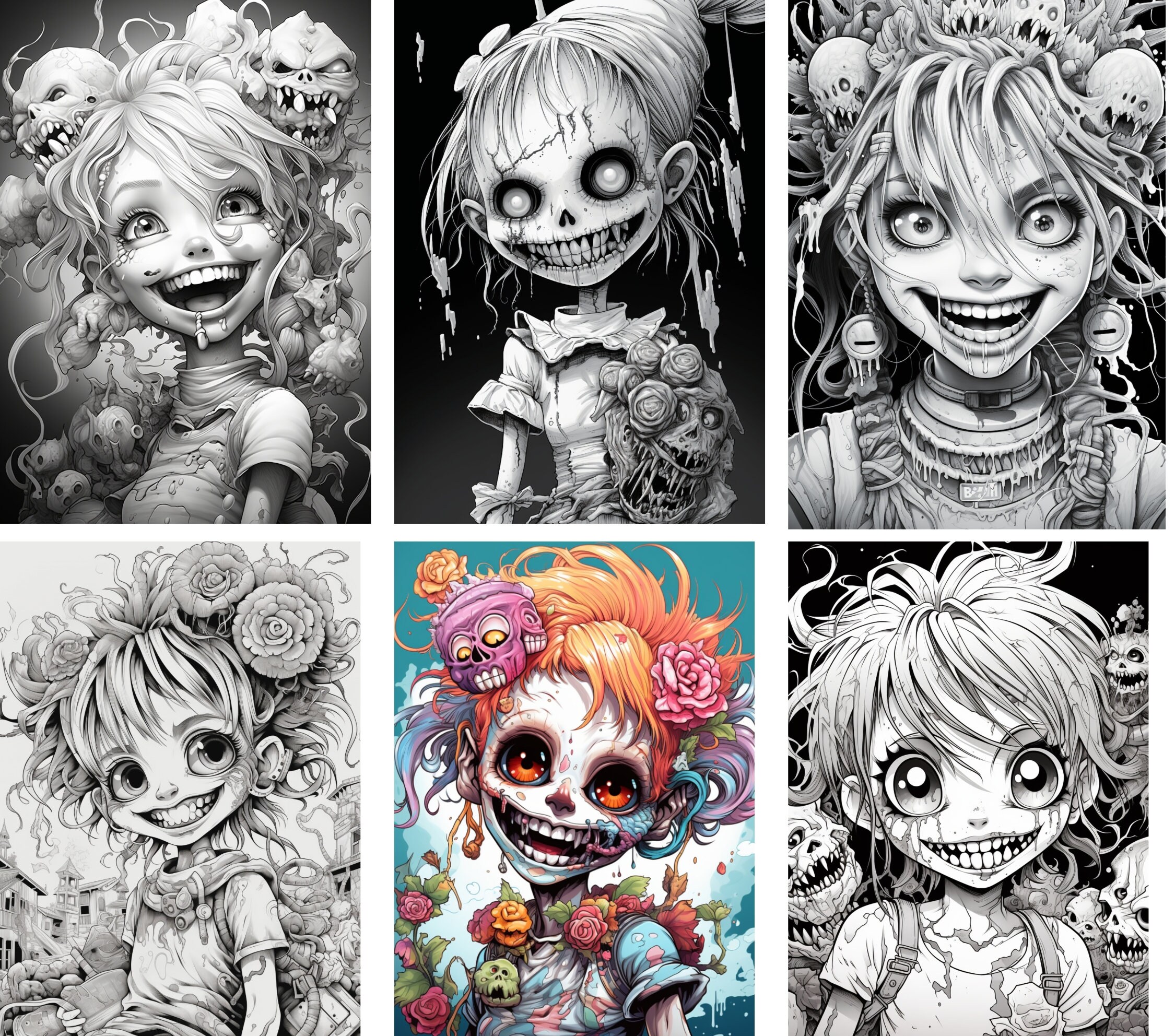 New Zombie Adult Coloring Pages Digital Download 62 - Etsy