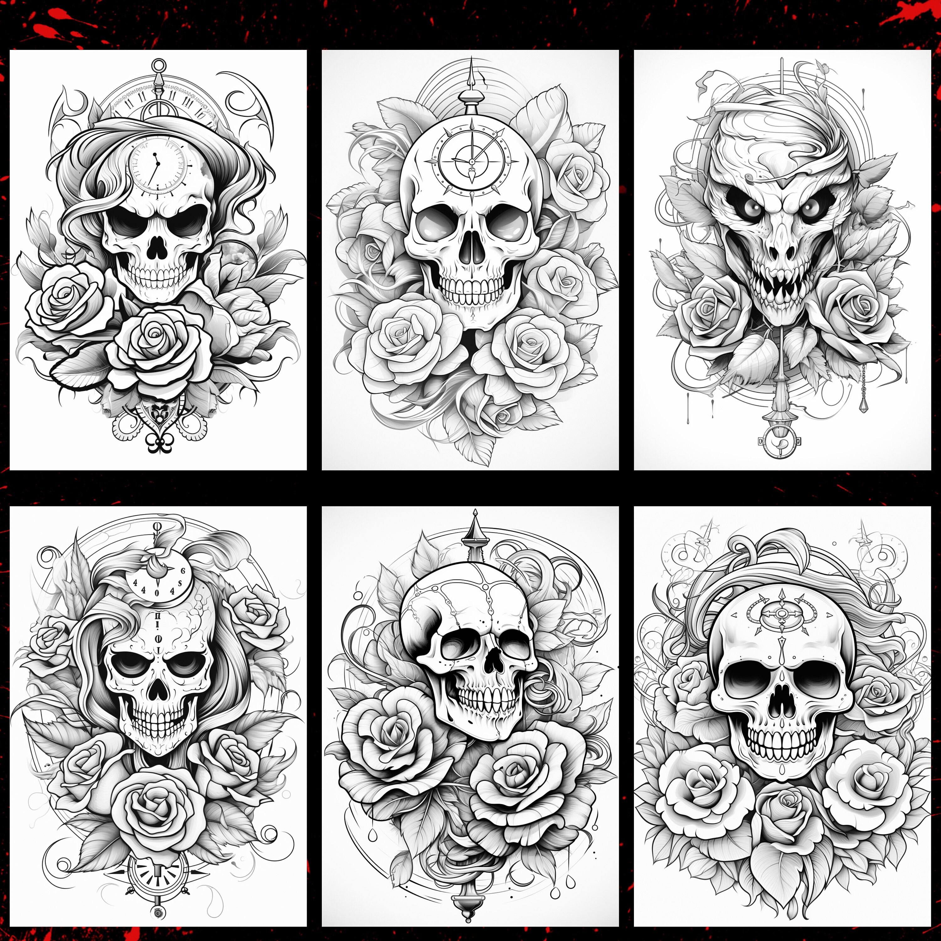 Tatoo Coloring Pages Halloween Coloring Pages for Halloween - Etsy