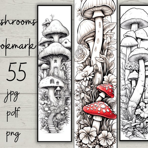 Coloring Bookmarks - set of 55 bookmarks - digital collage - printable JPG file + PNG, unique bookmarks